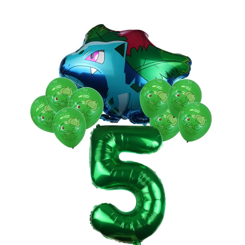 10 Buah Set Balon Nomor Foil Ulang Tahun Pokemon Pikachu Tupai Charmander Perlengkapan Dekorasi Pesta Anak Laki-laki Perempuan Baby Shower Globo