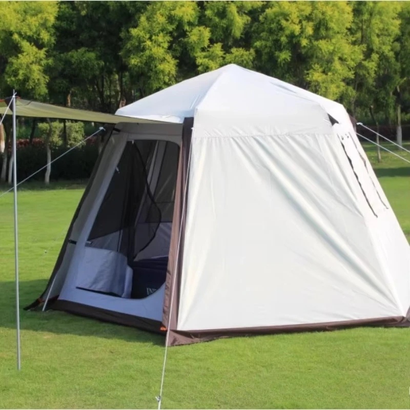 Manufacturer Outdoor Automatic Tent 3-4 People 5-8 People Sunscreen Rainproof Camping Double-layer Aluminum Pole Hexagonal Quick