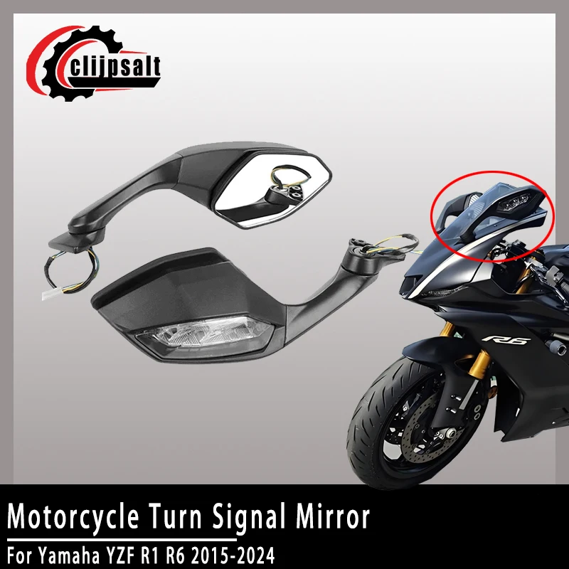 

For Yamaha YZF R6 R1 2015-2024 Motorcycle LED Headlight Rearview Mirror Side Mirrors & External Accessories Reflecting Mirror