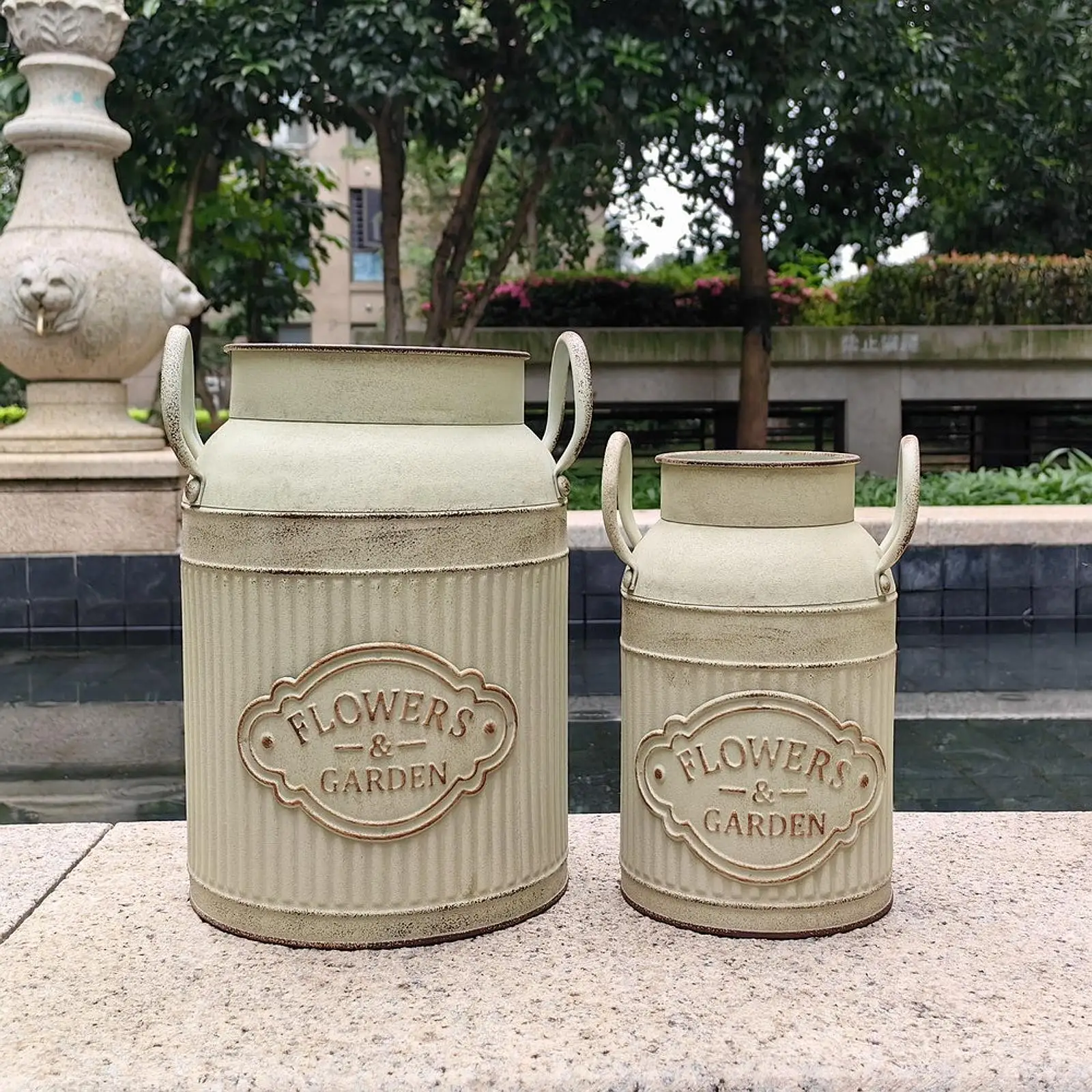 

2x Flower Rustic Jug Milk Jug Vase for Kitchen Living Room Table Centerpiece