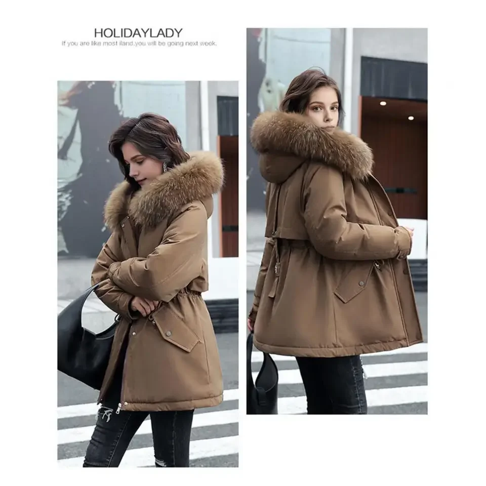Women's Coat Solid Color Thick Warm Stand Autumn And Winter Loose Fleece-Lined Casual Fashion Windproof Warm Coat