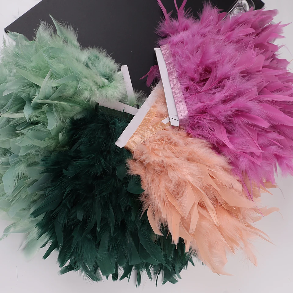 10Meters Turkey Feather Trim Fringe 10-15CM Marabou Feathers Ribbon Handicrafts Clothes Dress Sewing Plumes Decoration Wholesale