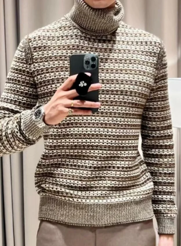 

Осень-зима Camere Blend High Ne круглый трикотажный свитер на голове, черный, белый, коричневый, базовый слой в стиле ретро, мужской...