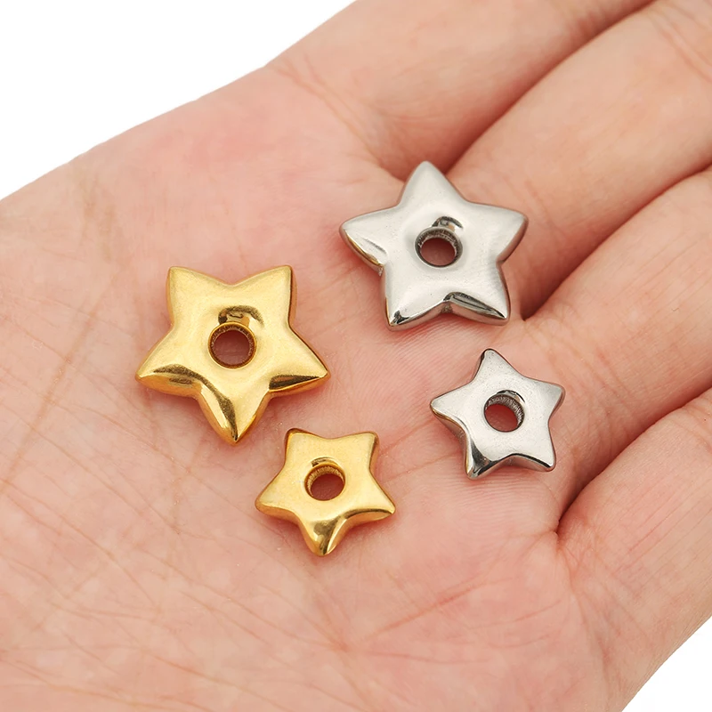 5pcs Stainless Steel Big Hole Star Pendants for DIY Earrings Necklace Jewelry Making Accessories Bracelet Charm Supplies Finding