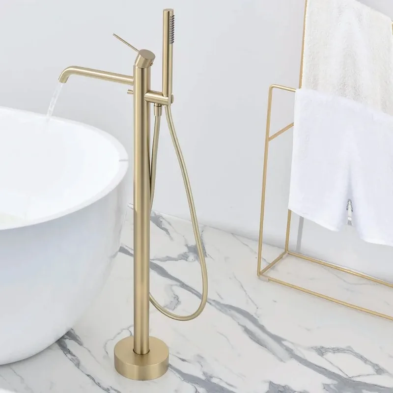 

Отдельно стоящий латунный смеситель для ванной комнаты в европейском стиле с мягким распылением, смеситель для горячей и холодной воды для гостиничных квартир