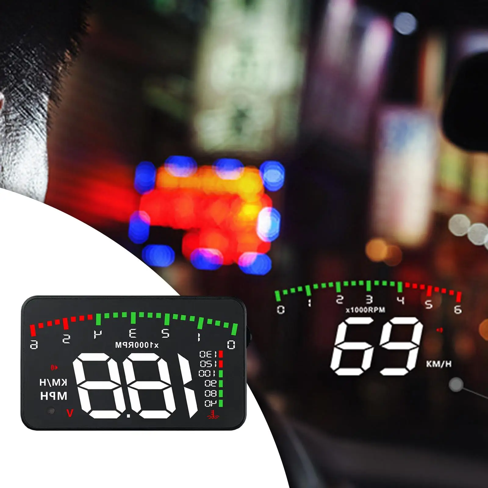 3.5inch HUD Head up Projector Display A900 OBD2 Mileage Measurement Speed Fatigue Measurement Universal Upgrade for Cars Trucks