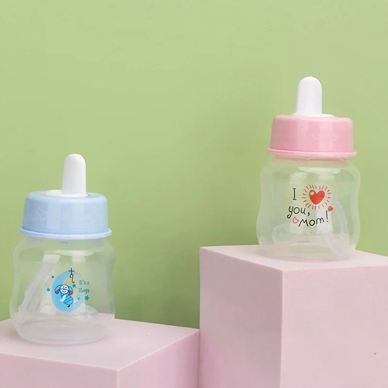 60ml Baby Newborn Nursing Nipple Bottle PP Pacifier Mini Portable Feeding Nursing Bottle Cute Cartoon Baby Milk Water Bottle 1p