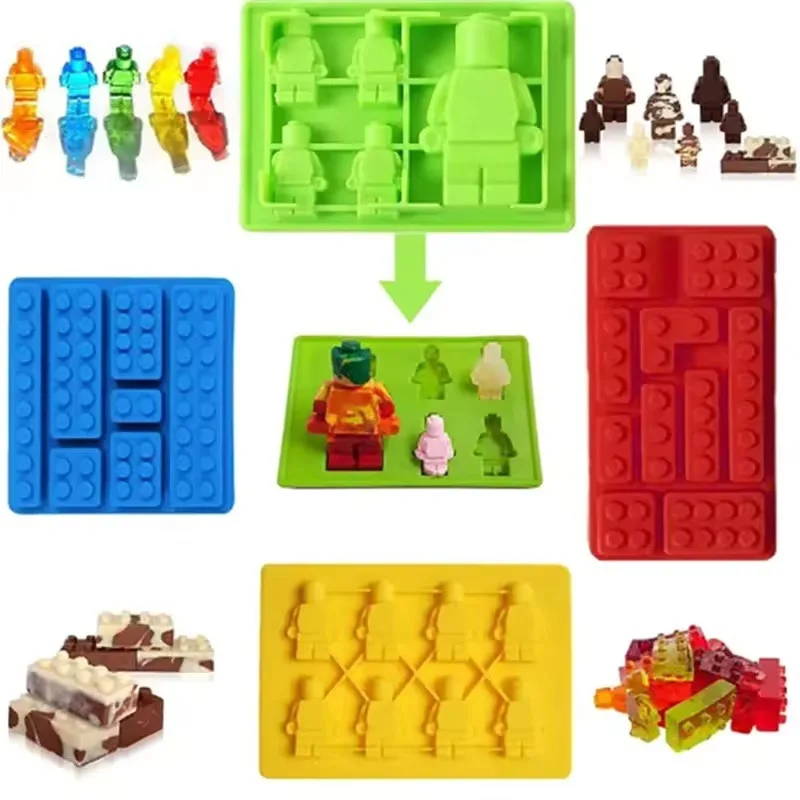 Robots Silicone Candle Mold DIY 3D Building Blocks Chocolate Cookies Fondant Ice Molds Christmas Gifts Craft Supplies Home Decor view 4