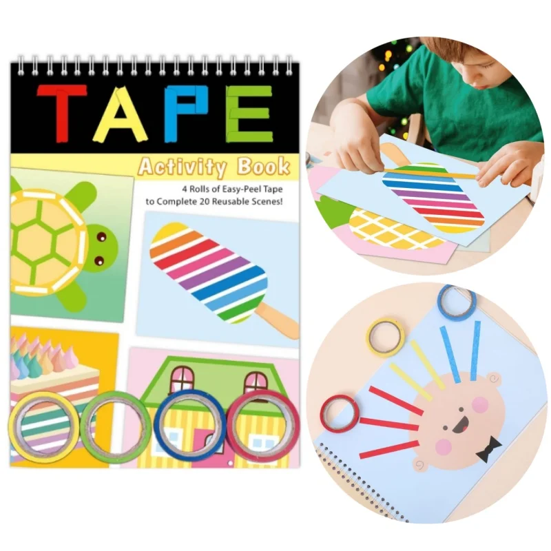 

1 Set Children's Creative DIY Tape and Sticker Book Fun Cartoon Tape Coloring Activity Book Toys Paper Sticker Combination Set
