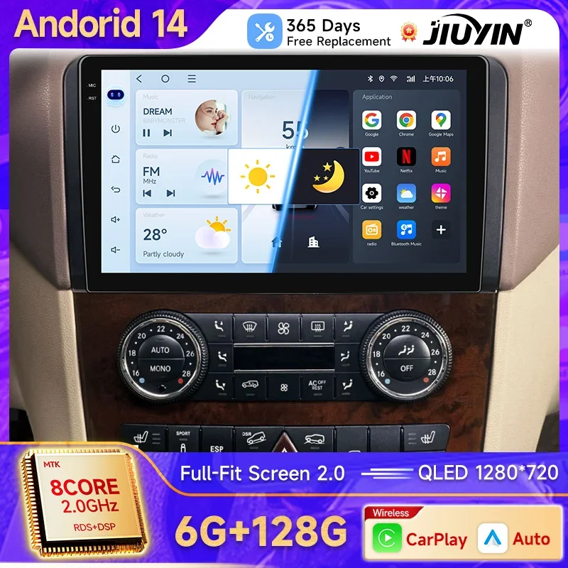 Android 14 Carplay 2 Din Stereo Car Radio For Mercedes-Benz M-Class W164 GL-Class X164 ML GL ML350 ML500 GL320 ML280 GL350 GL450