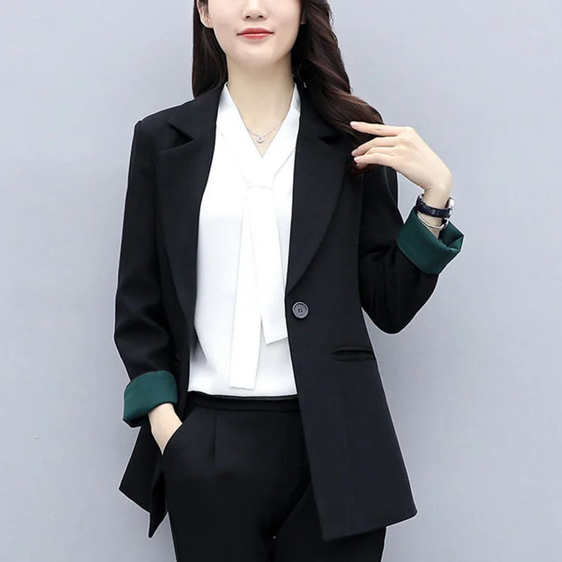 Imagem -02 - Blazer Feminino Elegante de Botões de Cor Sólida Bolsos Emendados Tops Casuais Blazers de Escritório Soltos Roupa de Senhora Novo Outono 2023