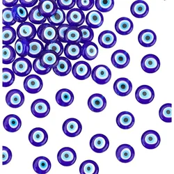 1 strand 38 pcs 9.5mm Handmade Evil Eye Lampwork Beads Blue Color Flat Round Lampwork Spacer Beads DIY Crafts Evil Eye Charms