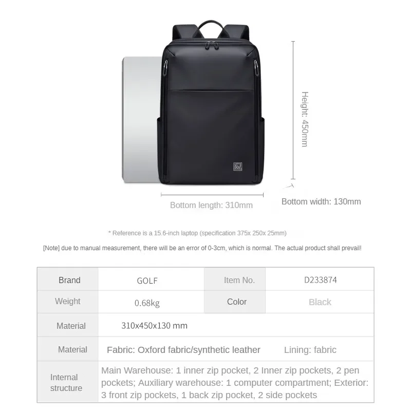 حقيبة ظهر رجال الجولف التجارية المقاومة للماء ، حقيبة سفر أكسفورد كبيرة السعة ، حقائب ظهر كمبيوتر محمول سوداء ، حقائب كمبيوتر للتنقل ،