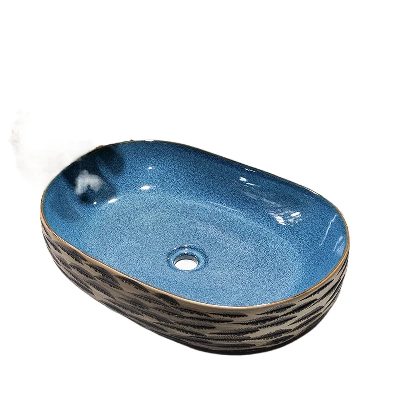 

*Ceramic table basin American outdoor courtyard retro art outdoor double basin toilet washstand