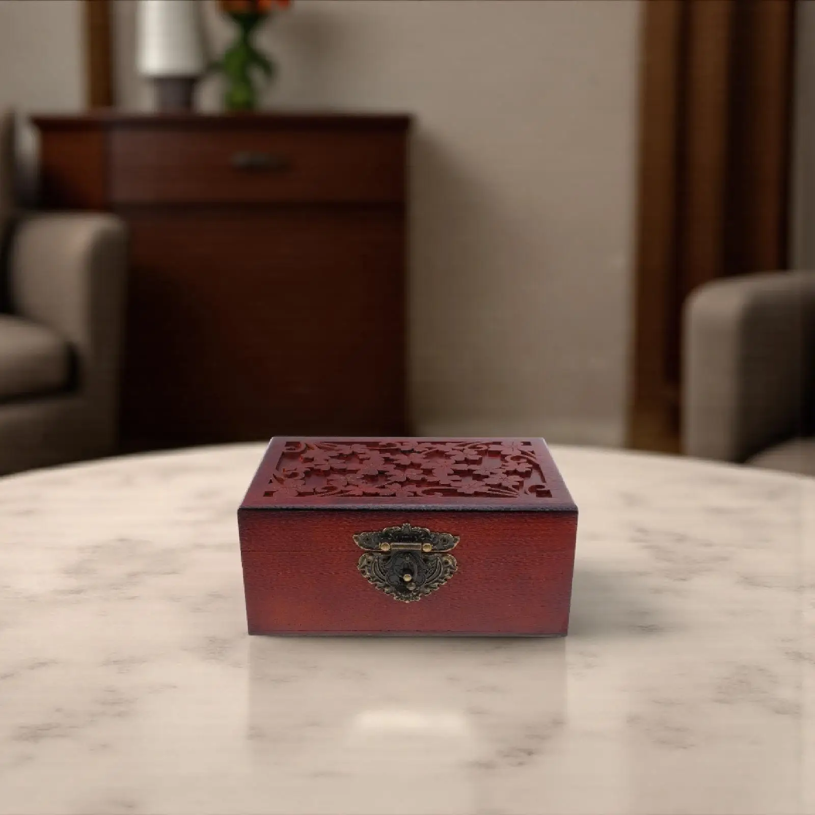 

Большая винтажная шкатулка для украшений из массива дерева, органайзер для хранения, ретро-витрина для украшений для дома, ретро-ящик для хранения