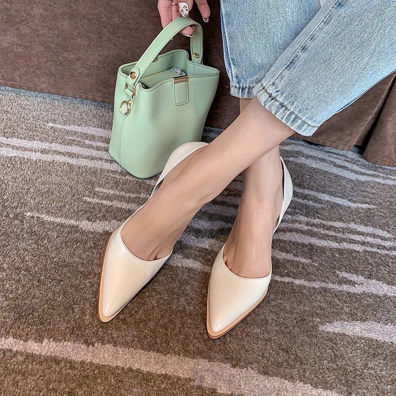 2023 New Pointed Toe Shoes Woman Shallow Fashion Newest Genuine Leather High Heels Pumps for Women Wedding Party Women\'s Shoes