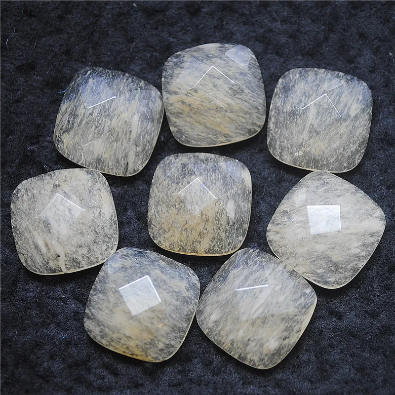 4PCS Natural Faceted Quartz Glass Cabochons 18X18MM LOOSE BEADS CABS SQUARE SHAPE DIY JEWELRY FINDINGS