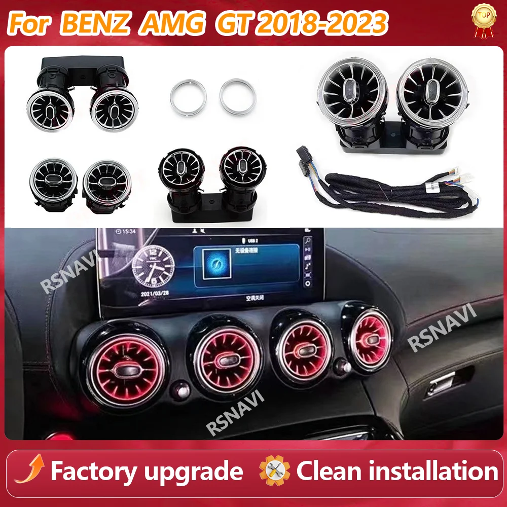 64/256 Color LED Turbine Air Vent Ambient Lamp For Mercedes AMG GT GTC C190 X290 2015-2022 Plug&Play Air Outlet Atmosphere Light