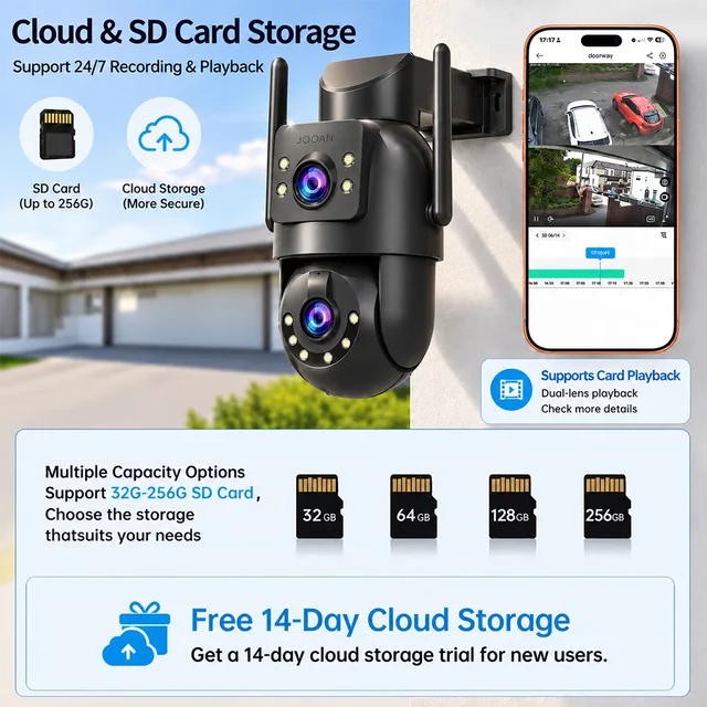 Jooan 5K 8MP Dual Lens Dual Screen 5G IP Camera Wifi PTZ Outdoor AI Auto Tracking Two-way Audio CCTV Video Home Surveillance Cam 6 Jooan 5K 8MP Dual Lens Dual Screen 5G IP Camera Wifi PTZ Outdoor AI Auto Tracking Two-way Audio CCTV Video Home Surveillance Cam 6