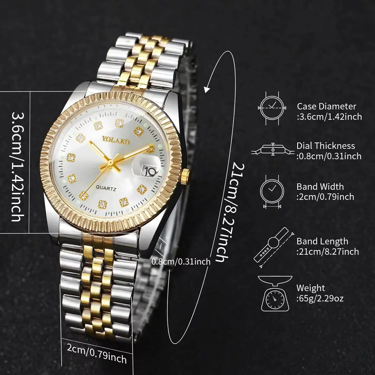 2PCS/Set Fashion Couple Watches Luxury Men Business Watch Women Calendar Quartz Wristwatch Reloj Hombre Mujer（Without Box）