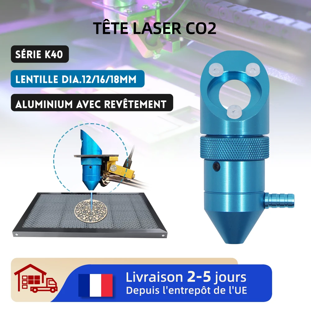KINDLELASER – tête Laser CO2 pour Machine de découpe et gravure Laser série K40, diamètre de lentille 12/15/18mm, longueur focale 50.8mm miroir 20mm