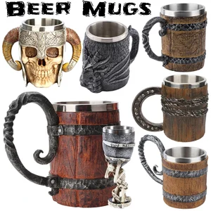 Edelstahl Doppelwand Bierbecher, Holzfass, Gläser, Vintage -Tassen, Küchenartikel, Wikingerstil 10 Hauptverkaufs -Becher -Kündigung - №7