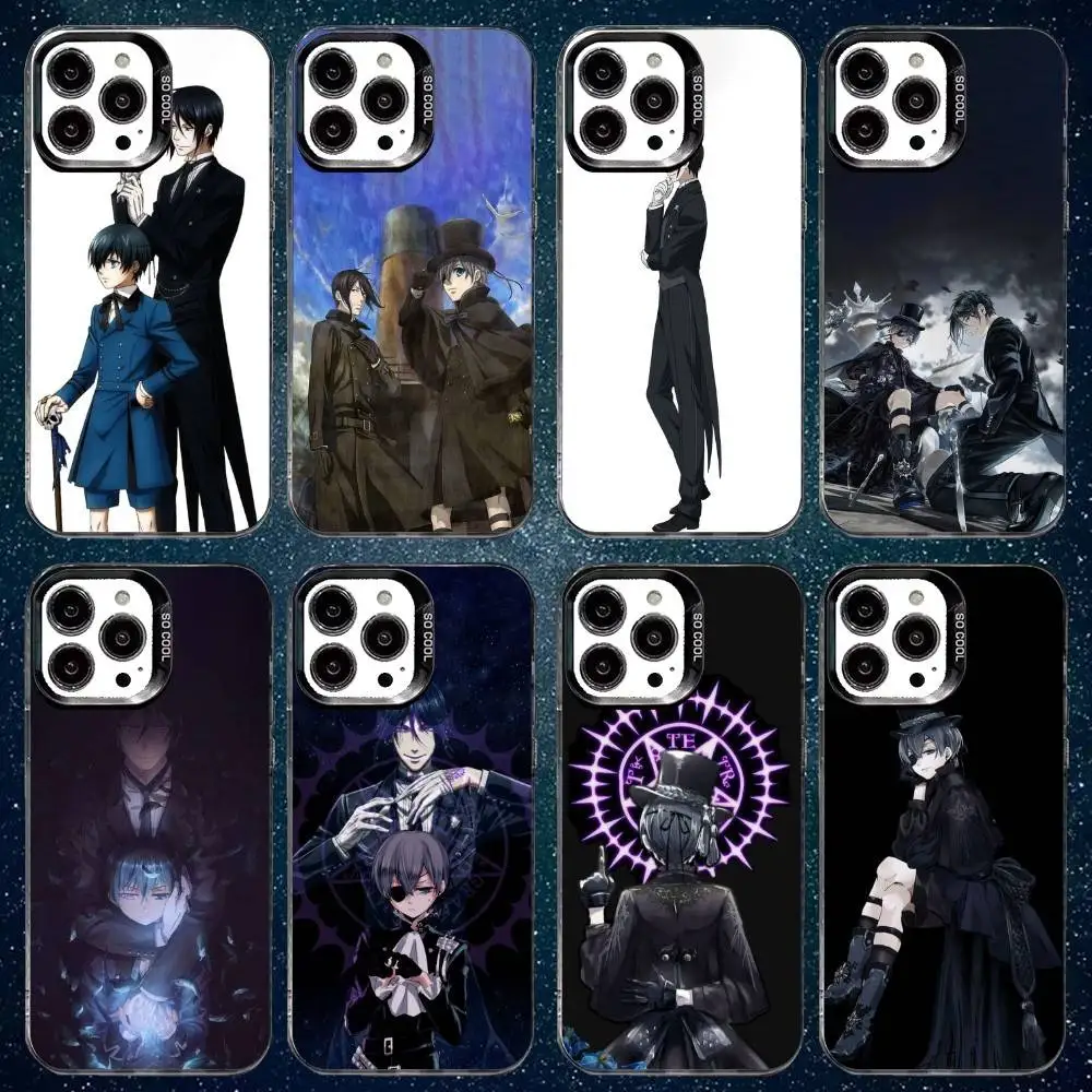 Casing Ponsel Anime Hitam B-ButlerS Untuk iPhone17,16,15,14,13,12,11 Plus,Pro Max Putih Matte Tahan Banting