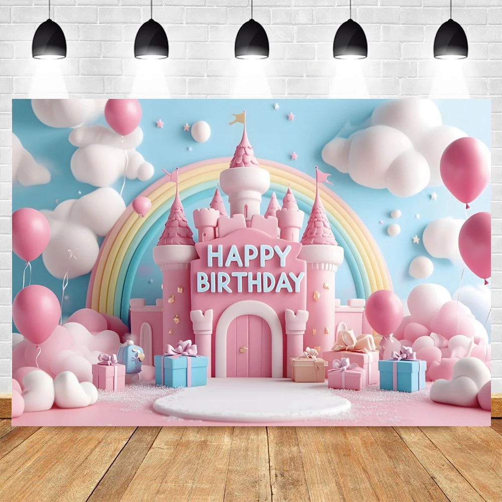 Happy Birthday Backdrop Banner Sign Poster Colorful Balloons for Kid Gifts Birthday Party Banner Cake Table Decorative Supplies