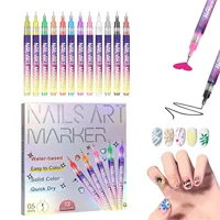 12 unids/set Nail Art Graffiti Pen DIY Nail Art pintura bolígrafos líneas abstractas diseño fino dibujo multicolor herramientas de pintura de uñas