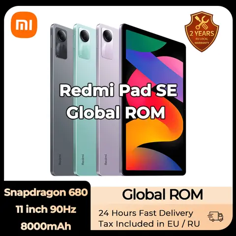 Global ROM Redmi Pad SE Xiaomi Tablet Snapdragon 680 11-inch 90Hz Screen 8000mAh Display Quad speakers Dolby Atmos Miui 14