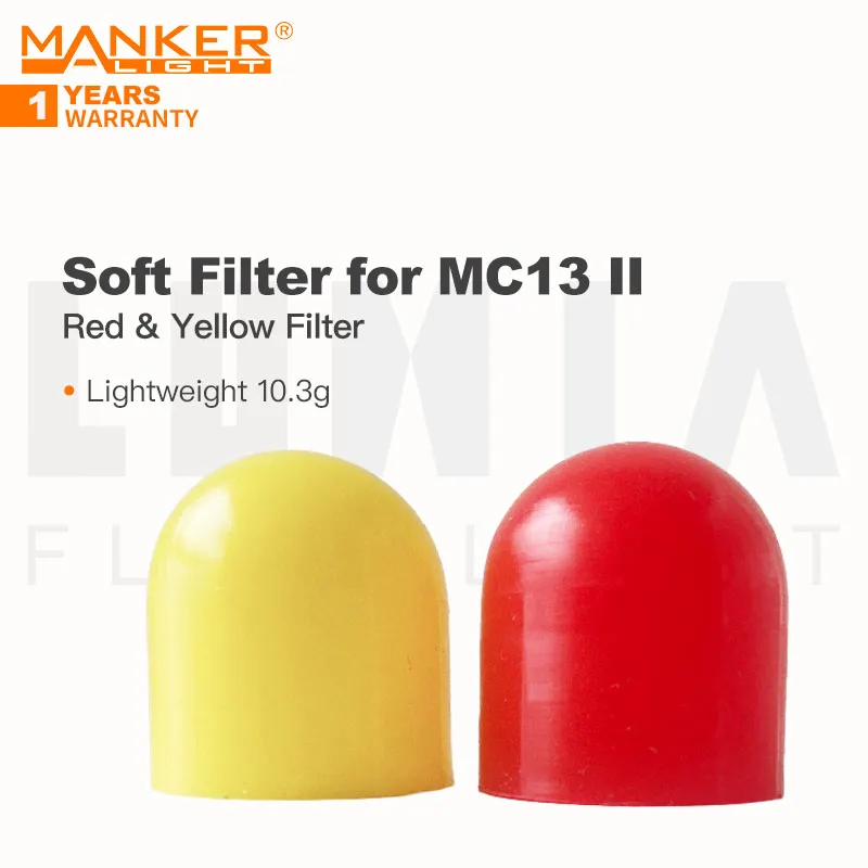 MANKER Light Filter for Flashlight MC13 Red Light weight 3.2g Soft Red & Yellow Filter