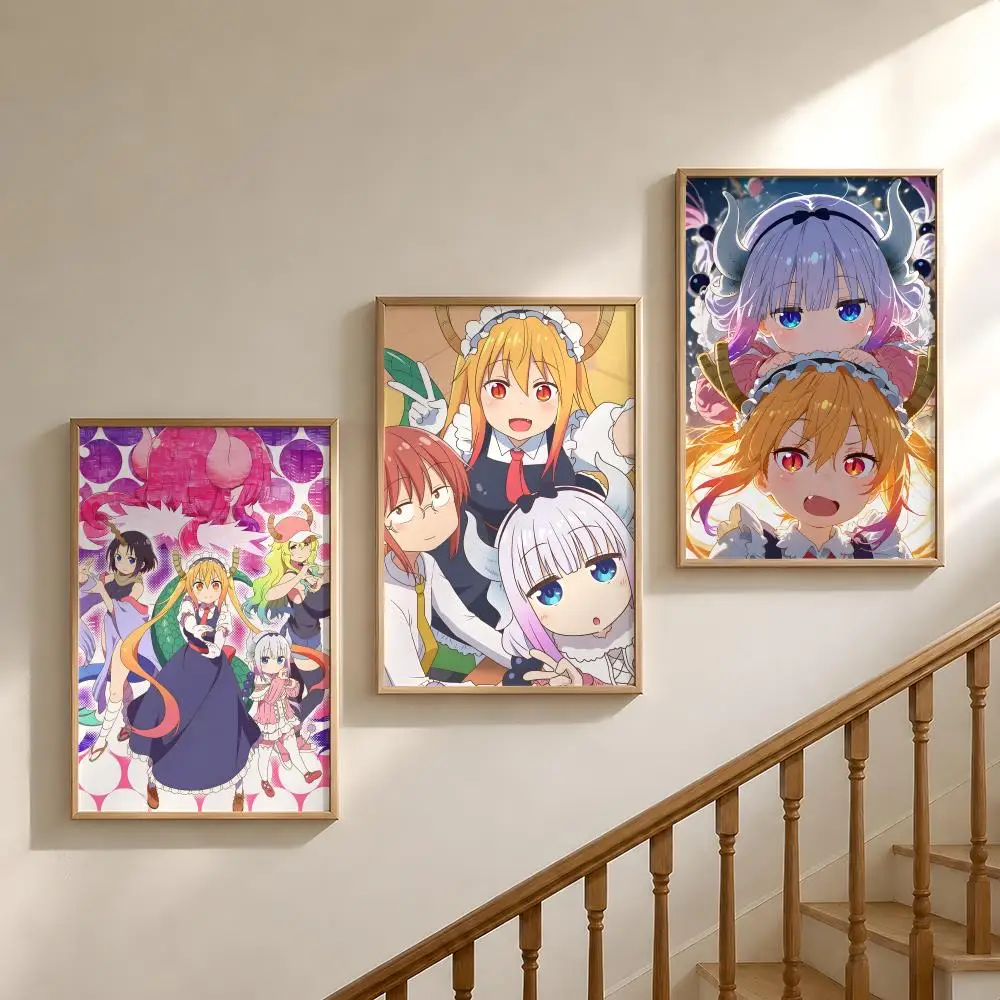 Anime Miss Kobayashis Dragon Maid Cute Poster Waterproof HD Modern Peel And Stick Wall Decor Bedroom Living Room Dorm Office