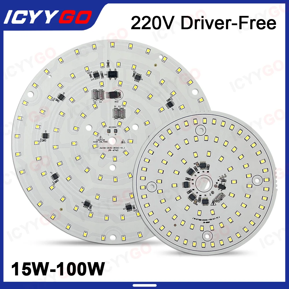1 sztuka Panel oświetleniowy LED AC220V bez sterownika 15 W 18 W 24 W 40 W 80 W 100 W do źródła światła sufitowego kwadratowa okrągła płytka drukowana panel oświetleniowy