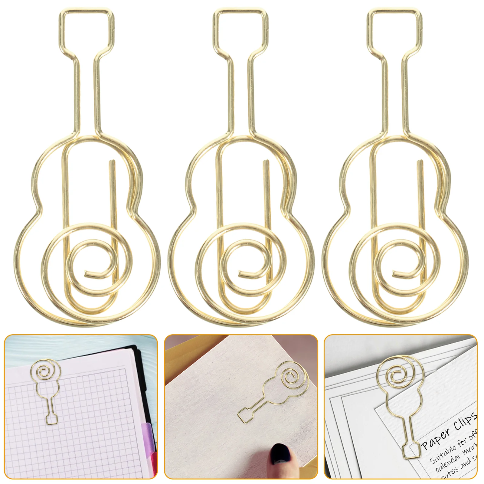 50Pcs File Document Paper Clips Violin Shaped Paper Clips Lovely Small Paper Clips Office Paper Clips