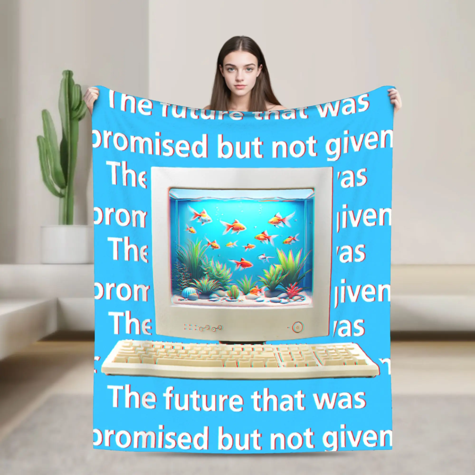 Frutiger Aero Blanket Fleece Autumn Tech The Future That Was Promised  Portable Throw Blanket for Home Travel Bedding Throws