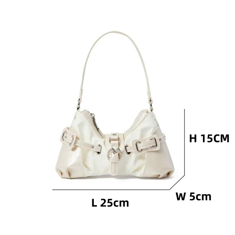 Y2k Retro Style Shoulder Bag Luxury Design PU Leather Shoulder Bags Fashionable Hot Girl Pleated Underarm Bag American-Style