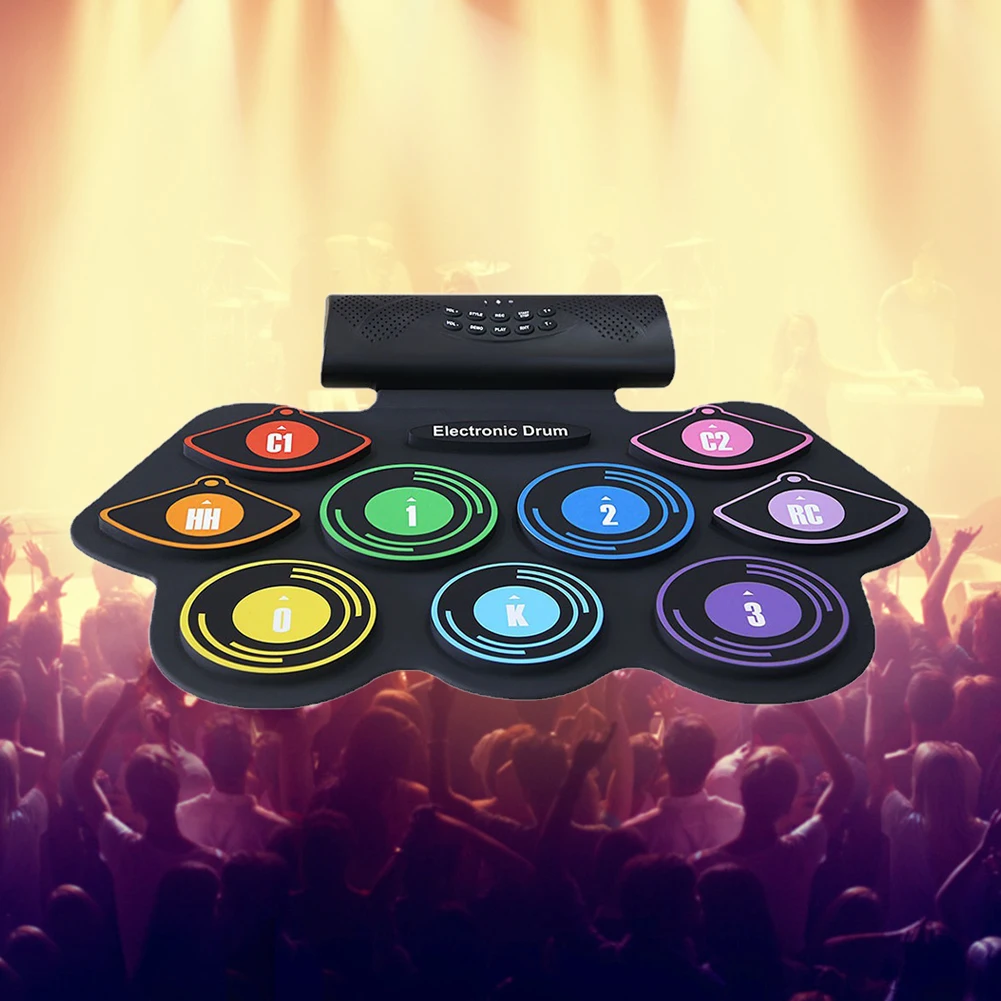 

9 Pads Roll Up Drum Kit Built-in Speaker Electronic Roll Up Drum Pad Set with Drumsticks Sustain Pedal Christmas Birthday Gift