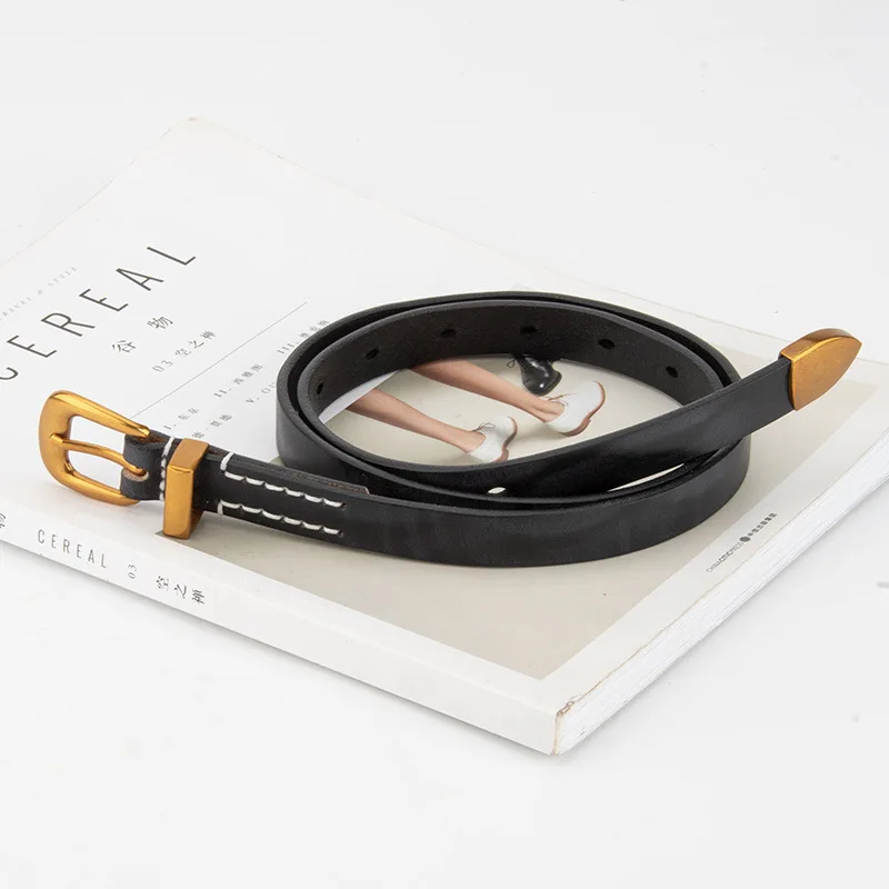 Genuine Cow Leather Belt Women's Natural Leather Corset Female Cummerbund Coat Waistband Dress Decration Narrow Belt J1743