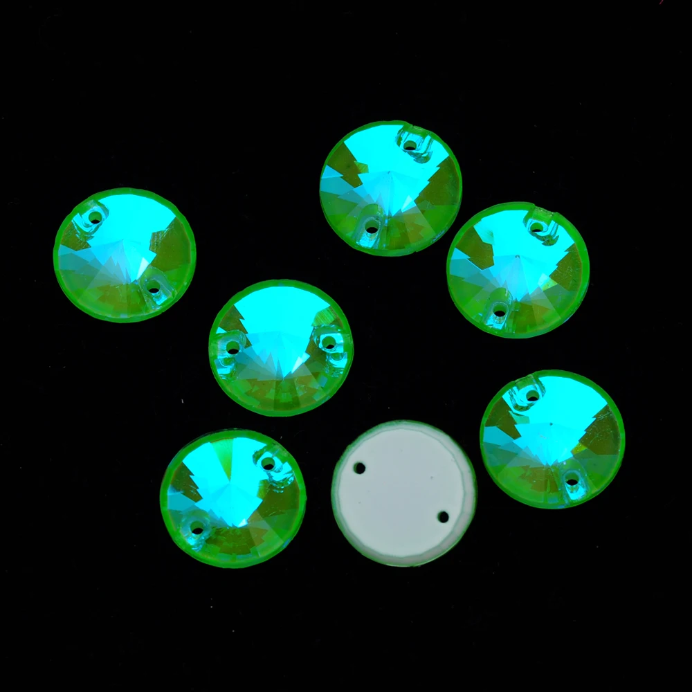 Neonfarbene Rivoli-Glas-Strasssteine zum Aufnähen mit Flachrückseite und neuen Kantenabschrägungen für Hochzeitskleid-Accessoires – Detail 12
