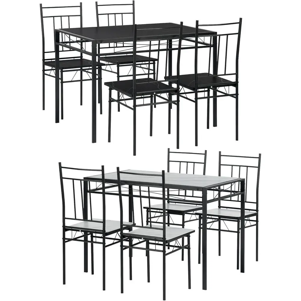 

Space-Saving 5-Piece Marble Dining Set with Metal and MDF Construction for Home, Restaurant, or Office