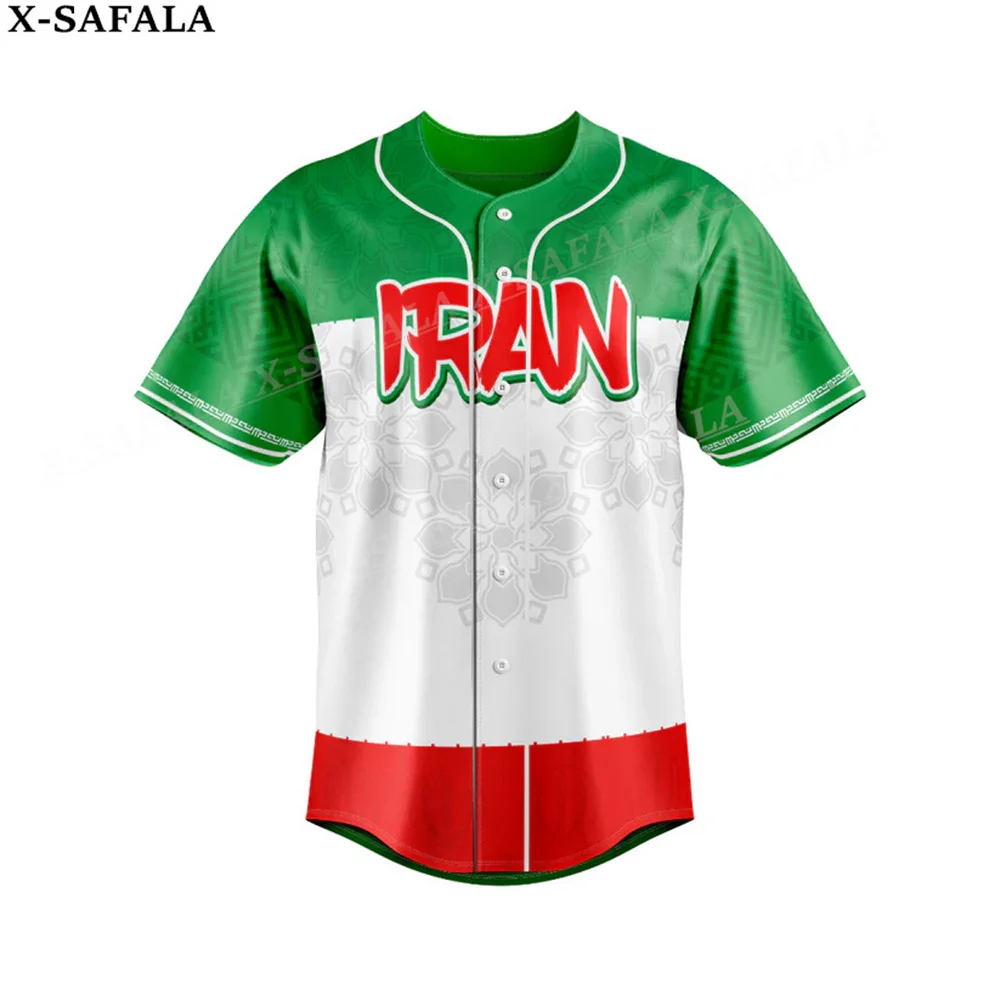 Iran Love Country Flag Coat Of Arms Iran 3D Printed Baseball Jersey Shirt Men's Tops Tee Oversized Streetwear Jersey-4