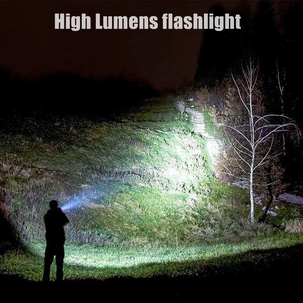 5000Lumens High Power Circular beam Super Bright LED Flashlight Aluminum Outdoor Hunting Camping Fishing Hiking Spotlight Torch