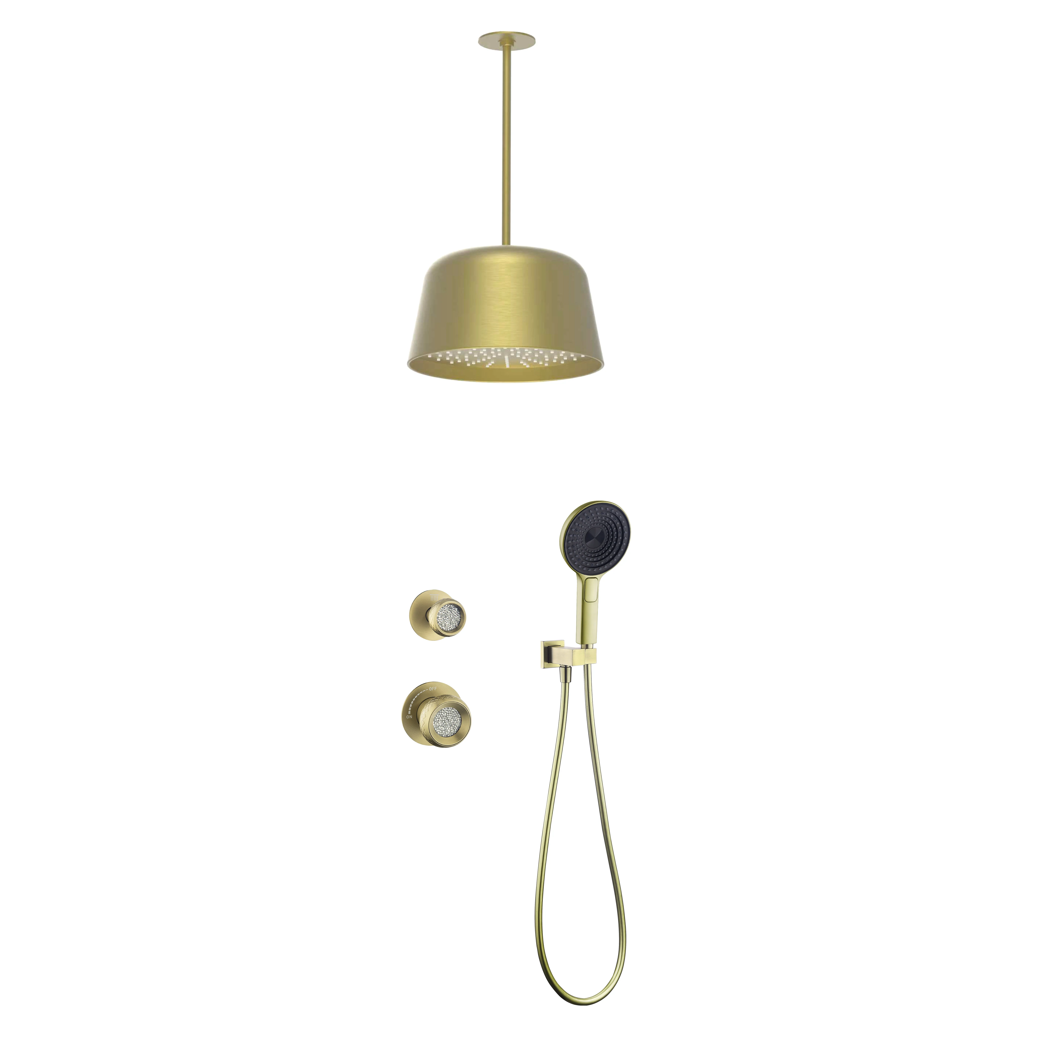 Unique Luxury Ceiling Bathroom Shower System Concealed Brass Rain Shower Sets Shower Faucet Set with Special Handle