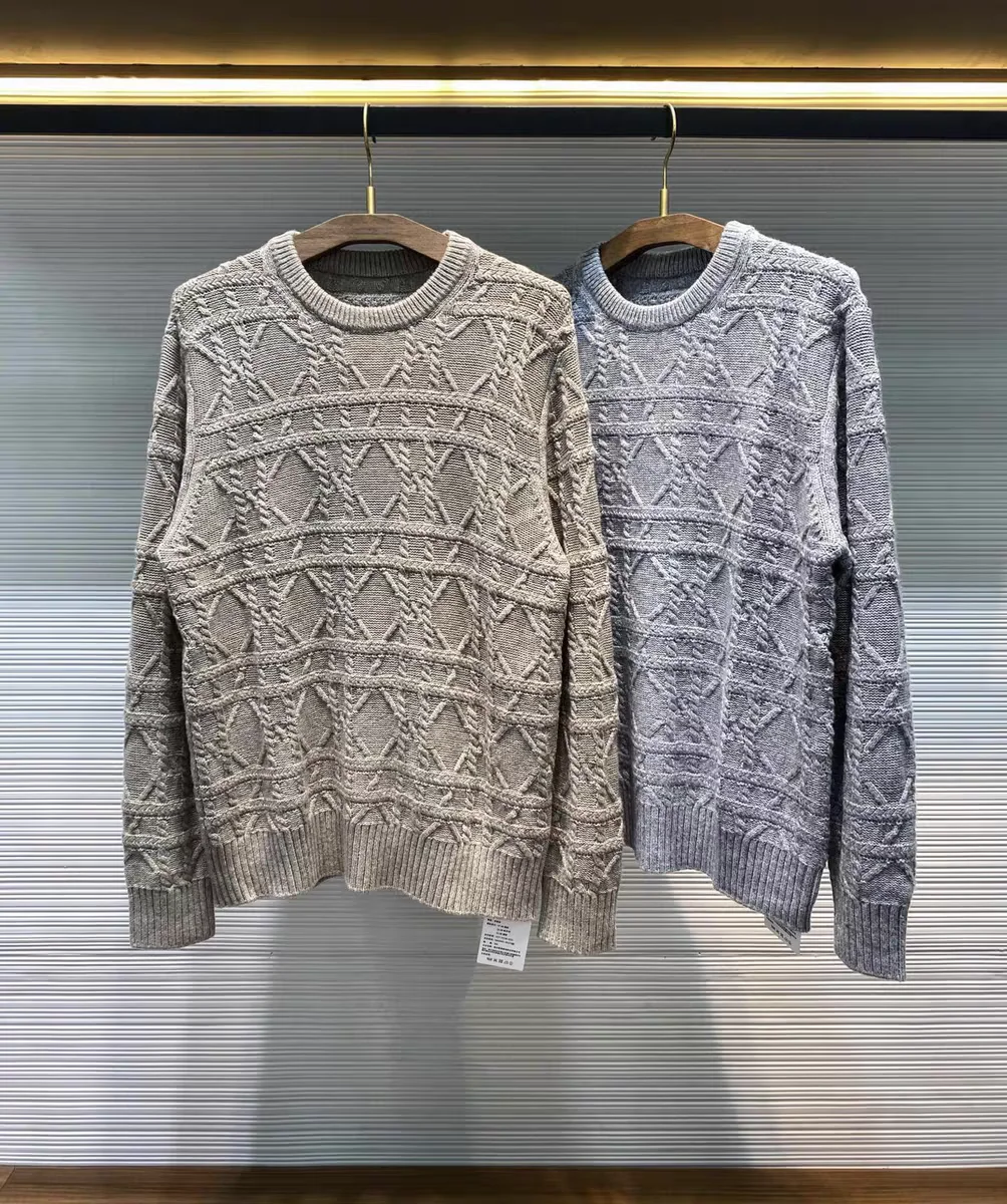 

Мужской вязаный свитер из смеси шерсти, круглый пуловер, осень-зима, модная вышивка, повседневный свободный длинный свитер свека