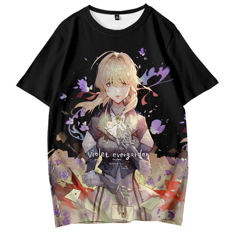 Violet Evergarden Anime Short Sleeve T-Shirt Casual Sweatshirt Adult COS Full Color Plus Size Fashion Clothes