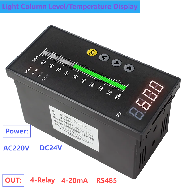 

Liquid Level Indicator 4-20mA Alarm RS485 4-Relay Temperature Controller for Pump RS485 Level Control Instrument with AC220V