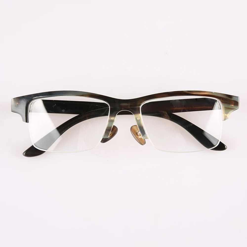 

Man's Glasses Frames Unique Vintage Half Rim Business Handmade Natural Horn Prescription Eyeglass Frames Optical Lenses Eyewear