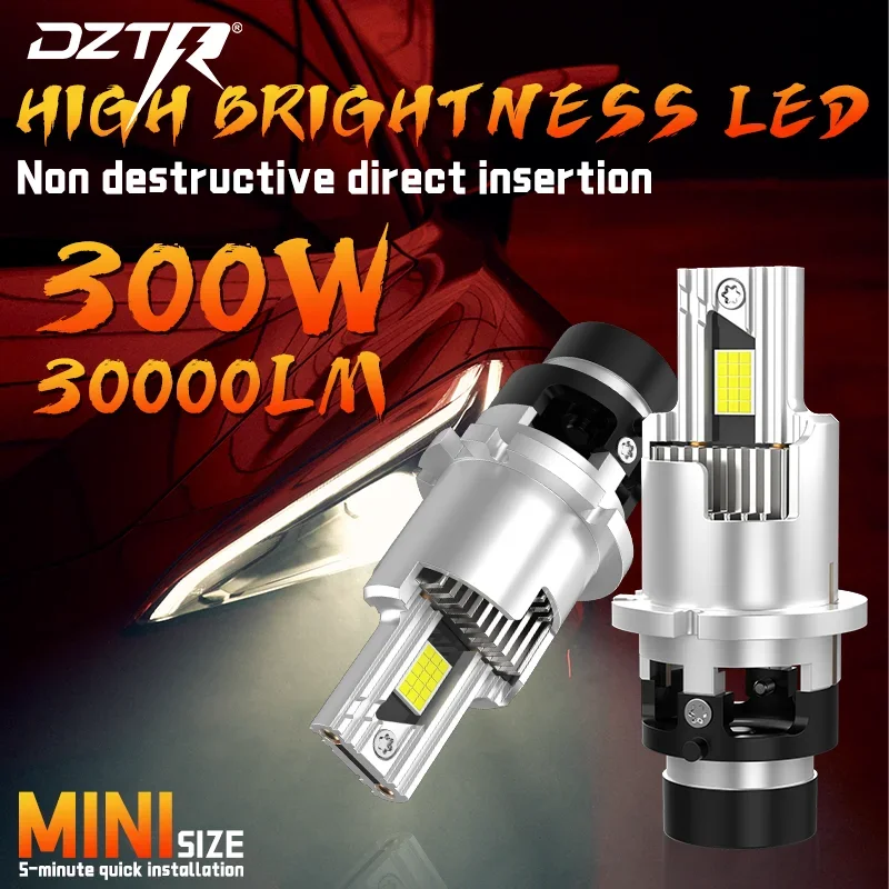 

DZTR D1S LED Headlight HID D3S D8S 30000LM 300W D2S D2R D4R D4S CANBUS LED Double sided CSP chip 6000K White Plug and play 12V