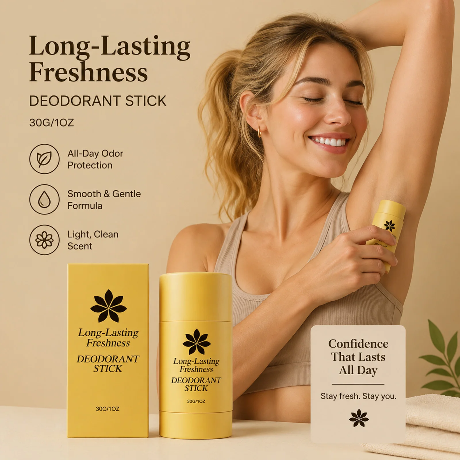 Turmeric Kojic Acid Stick for Solid Perfume Long Lasting Fresh Anti-Odor Underarm Care Balm Portable for Commute Sports Travel