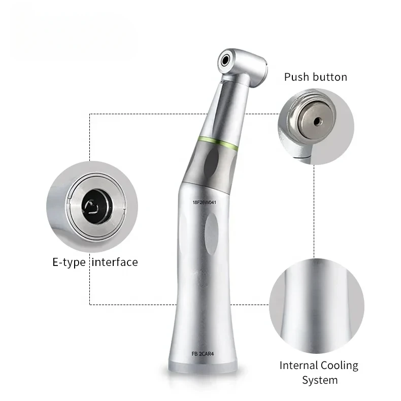 fibop  Dentals machine handpiece contra angle 4:1 low speed blue ring connect dentals drill with LED push button fiber optic